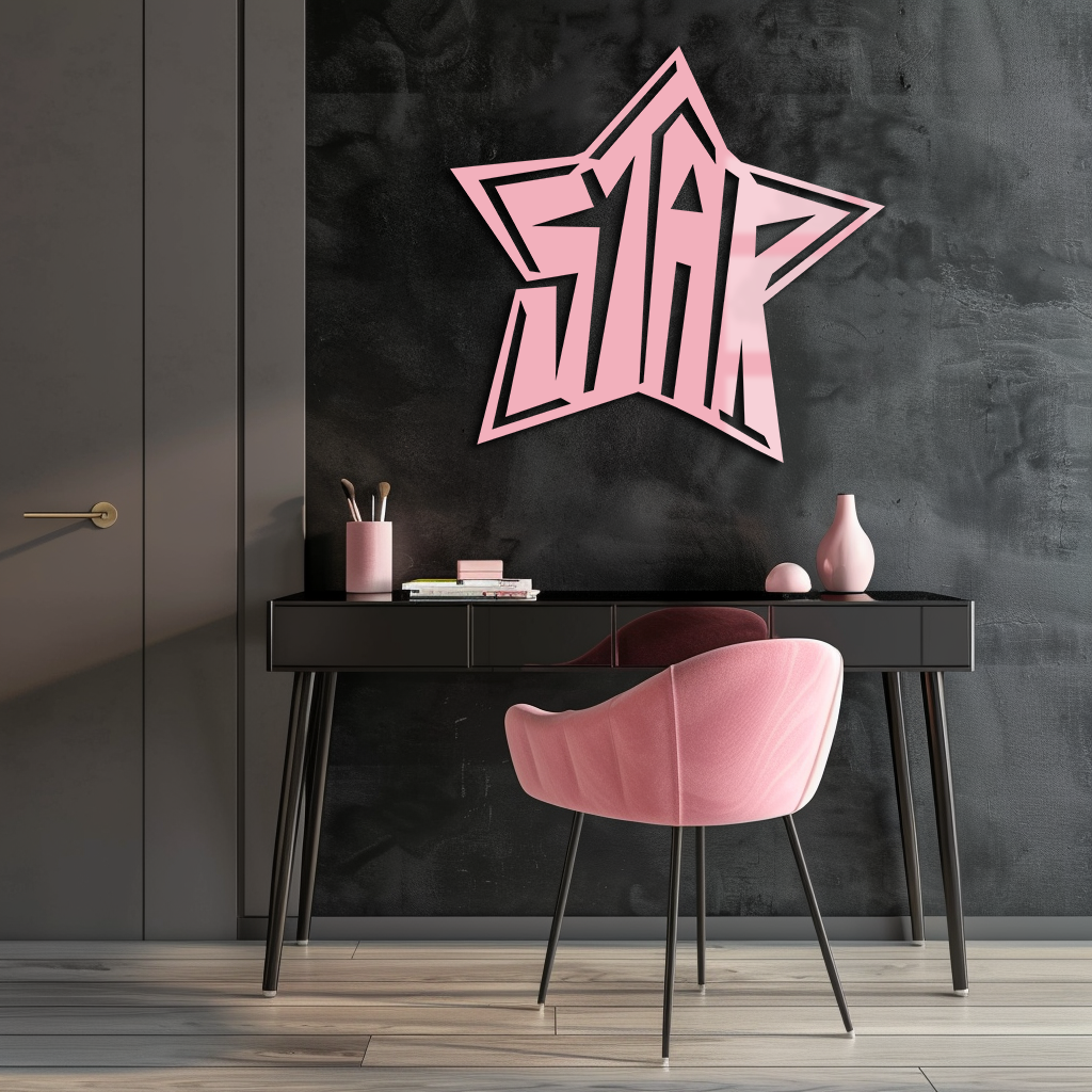 Star Shaped Typography Metal Wall Art – Bold Statement Design - KAFGP108