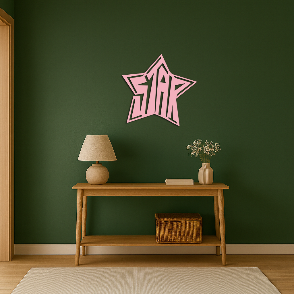 Star Shaped Typography Metal Wall Art – Bold Statement Design - KAFGP108