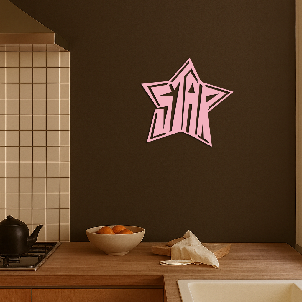 Star Shaped Typography Metal Wall Art – Bold Statement Design - KAFGP108
