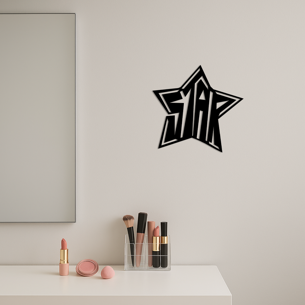 Star Shaped Typography Metal Wall Art – Bold Statement Design - KAFGP108