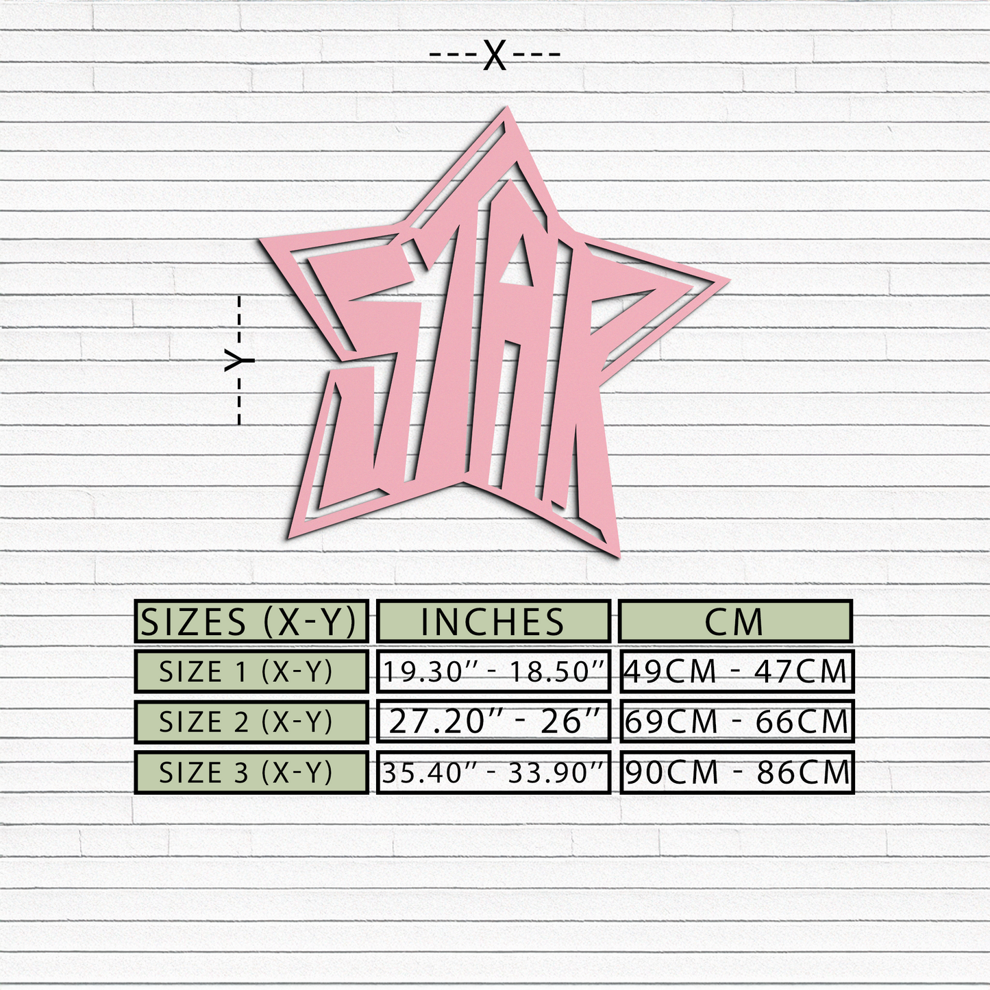 Star Shaped Typography Metal Wall Art – Bold Statement Design - KAFGP108