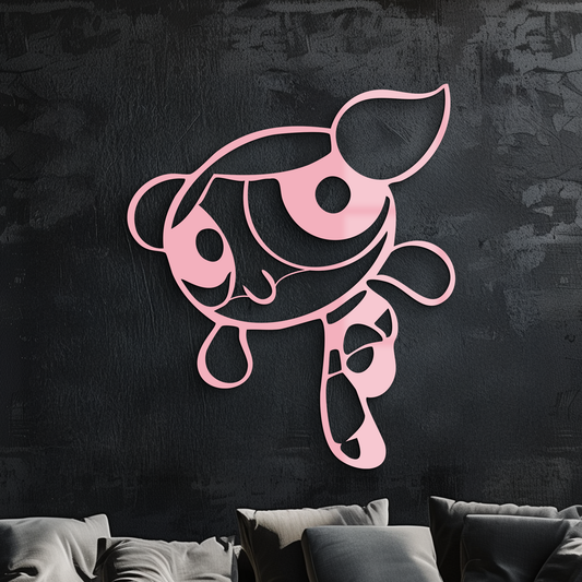 Pink Powerpuff Girl Metal Wall Art – Cartoon Inspired Modern Home Decor - KAFGP178