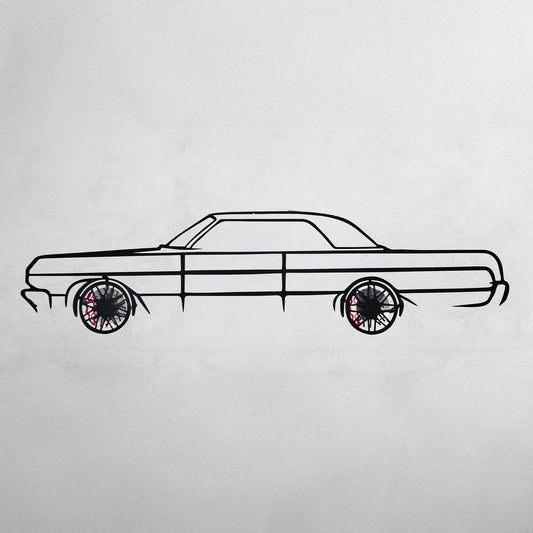 1964 Chevrolet Impala Wall Art – Classic Steel Silhouette with Spinning Wheels-KAFMEKA022