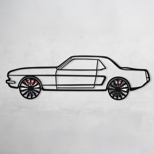 1964 Ford Mustang Wall Art – Classic Steel Silhouette with Spinning Wheels-KAFMEKA025