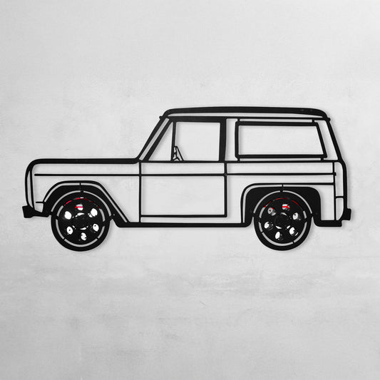 1972 Ford Bronco Wall Art – Classic 4x4 Steel Silhouette with Spinning Wheels-KAFMEKA026