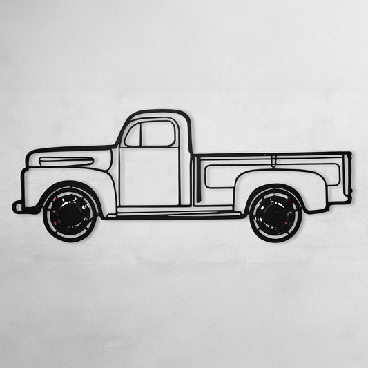 1949 Ford Pickup Wall Art – Classic Truck Steel Silhouette with Spinning Wheels-KAFMEKA041