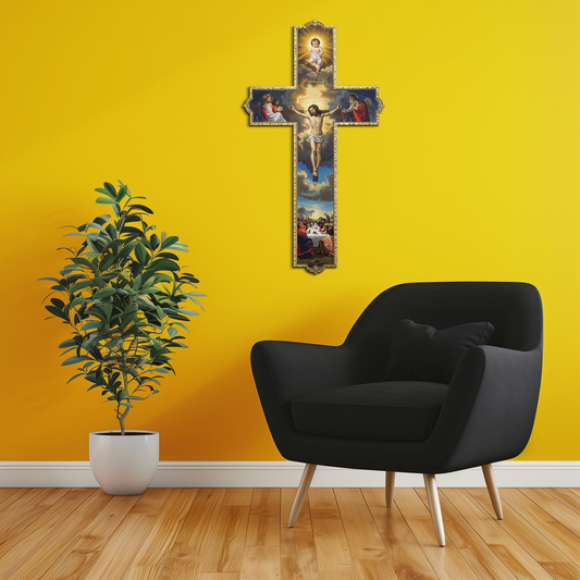Sacred Cross Metal Wall Art – Christian UV Printed Religious Decor-KAFUVM011