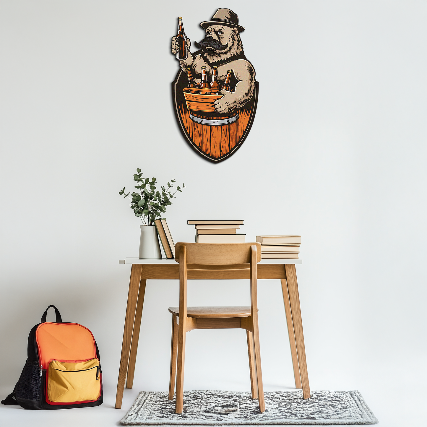 Bearded Beer Bear Metal Wall Art – Funny Bar UV Decor-KAFUVM006