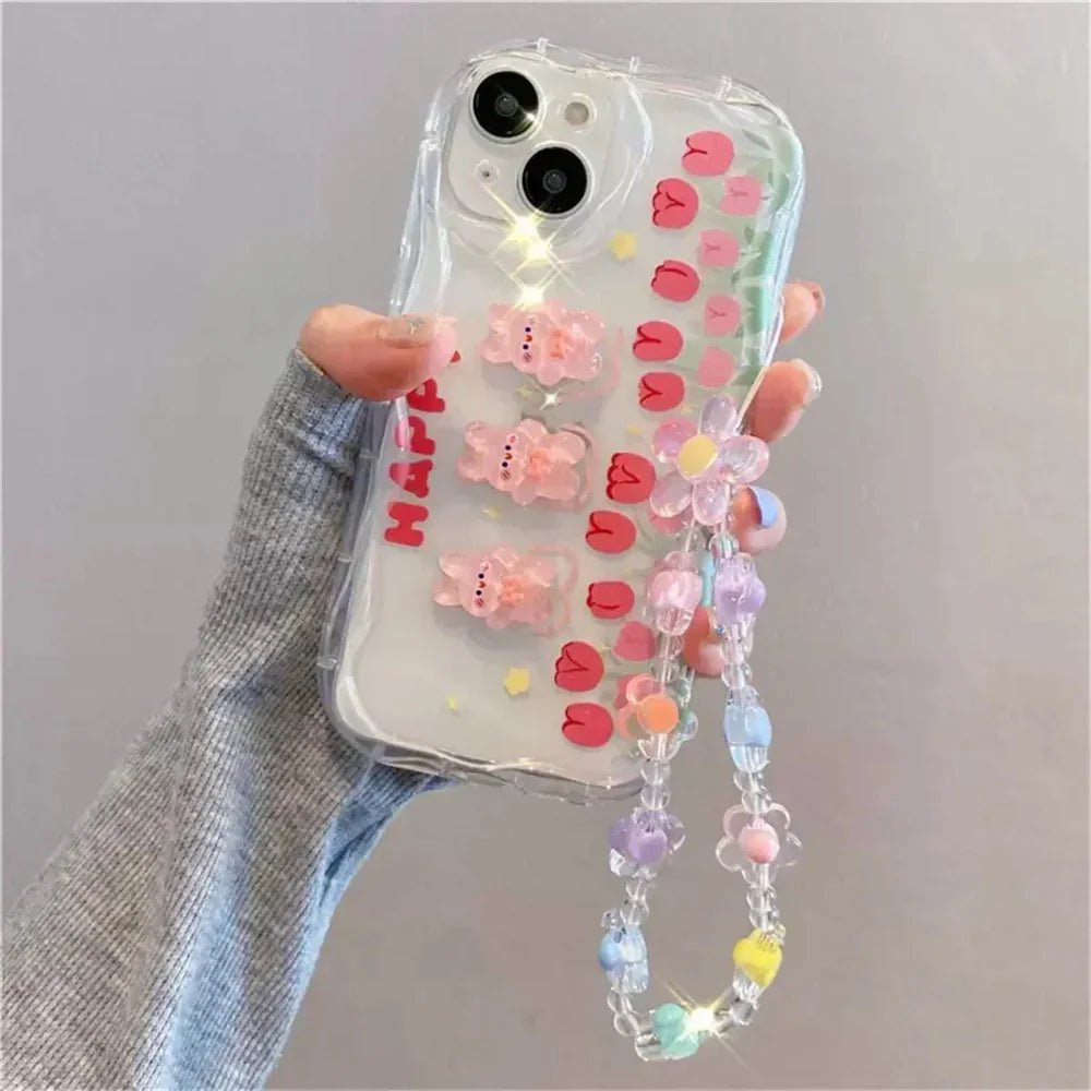 Pink Bunnies Cartoon Phone Case for iPhone 12 to 17 series