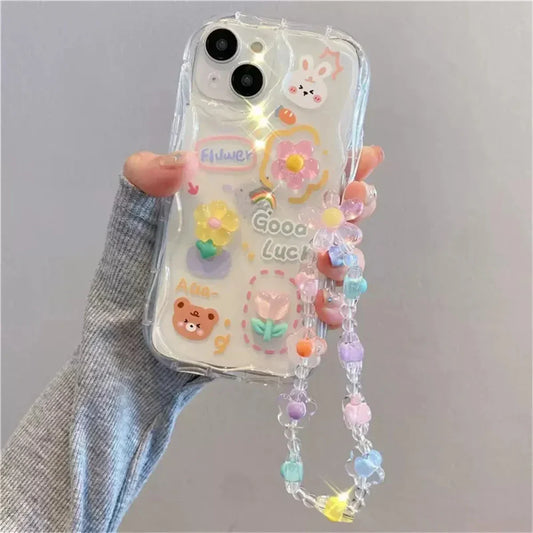 Spring Cartoon Bunny Phone Case for iPhone 12 to 17 series