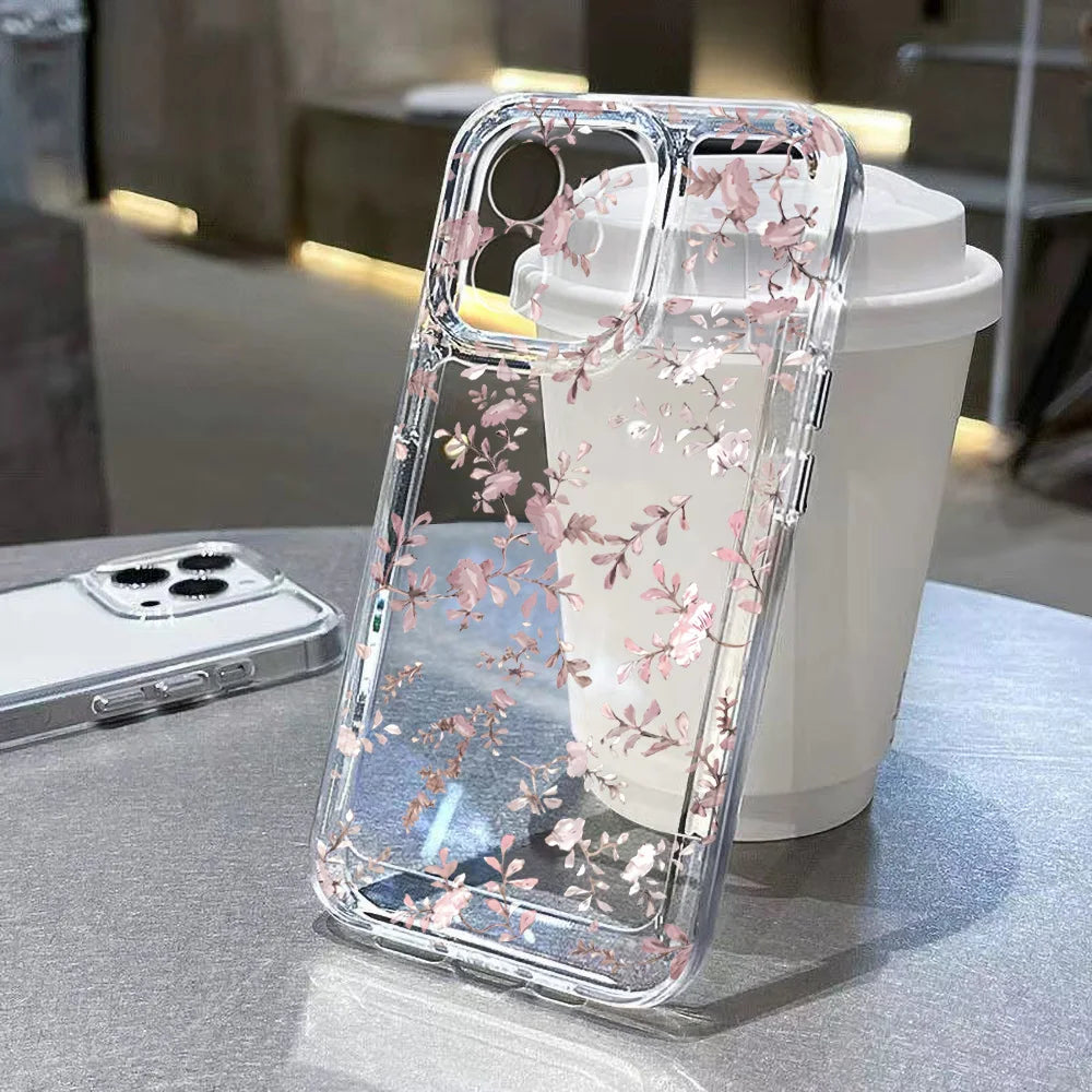 Floral Soft Silicone Phone Case for iPhone 15 to 17 series