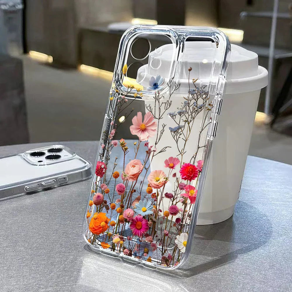 Floral Soft Silicone Phone Case for iPhone 15 to 17 series